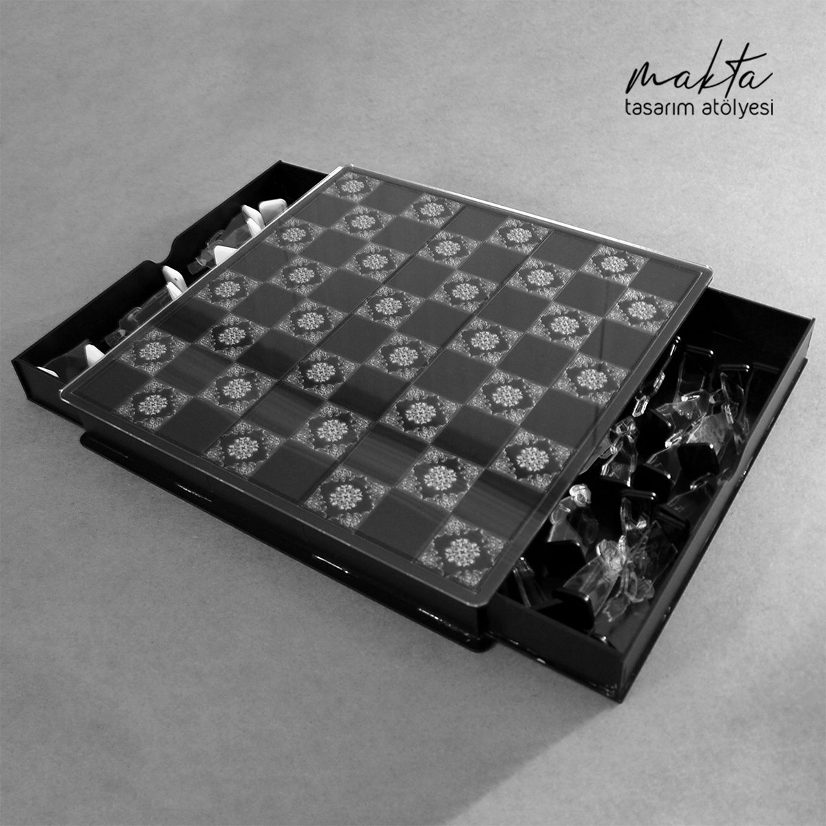 Osmanlı Satranç Seti - Ahşap Çekmeceli Kutu - Görsel 2